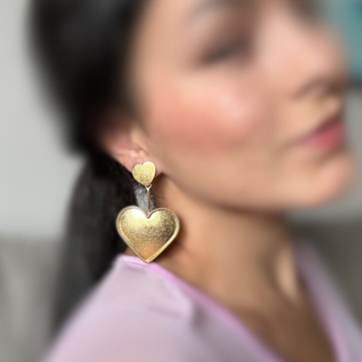 Heart-shaped earrings with double hearts - Saida Fashion