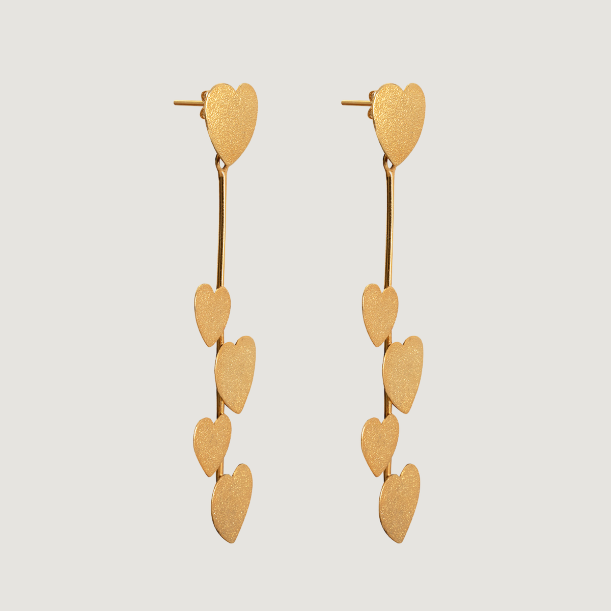 Long Earrings with Three Heart Design