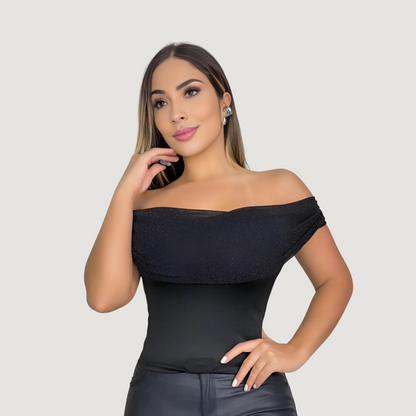 Shiny Mesh Fitted Top