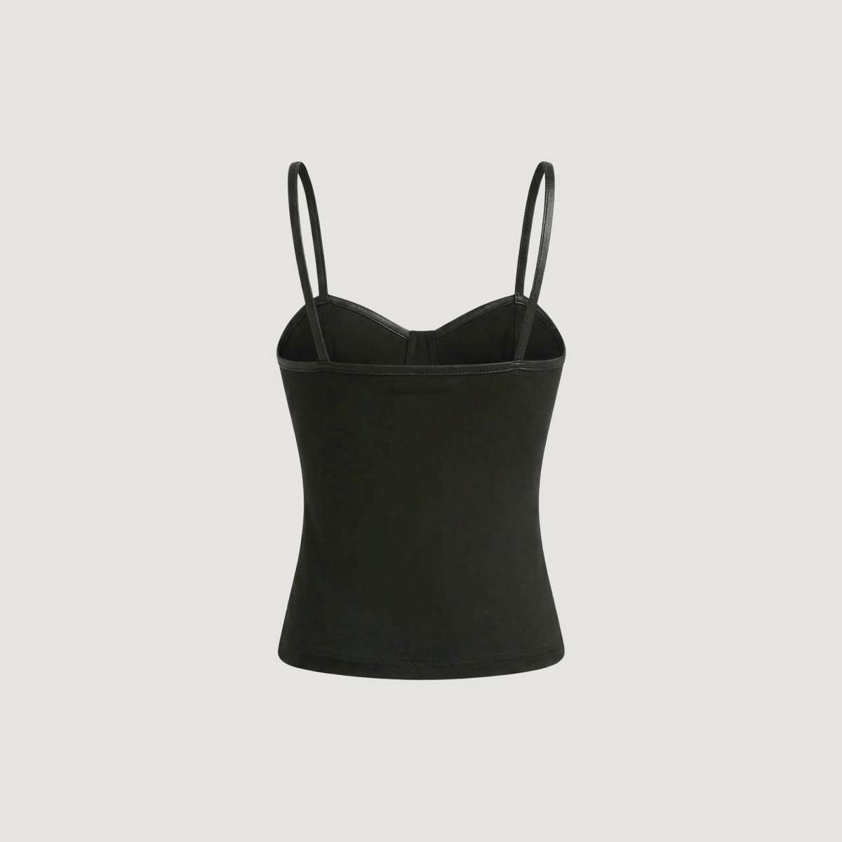 Leather Crop Top - Sheer Mesh Back - V-Neck
