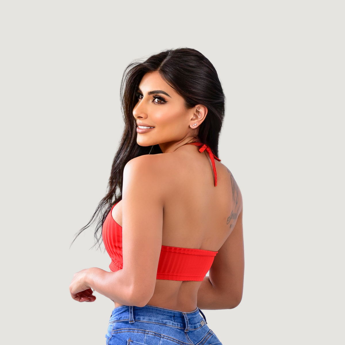 Tank top with adjustable neck ties 
