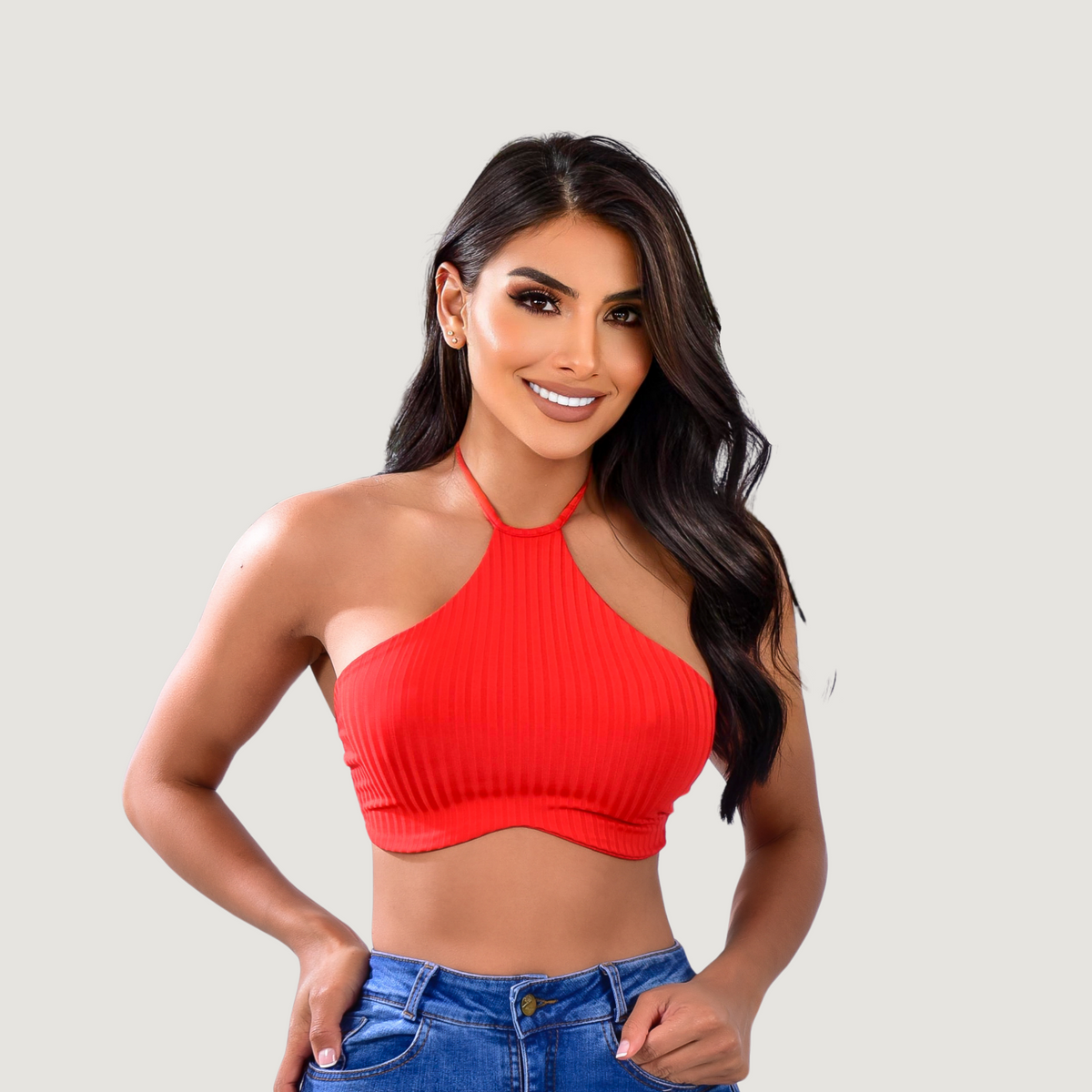 Tank top with adjustable neck ties - Saida Fashion 