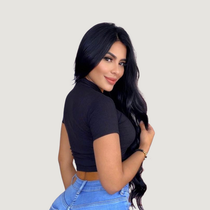 Comfortable Polo Ribbed Top - Saida Fashion 
