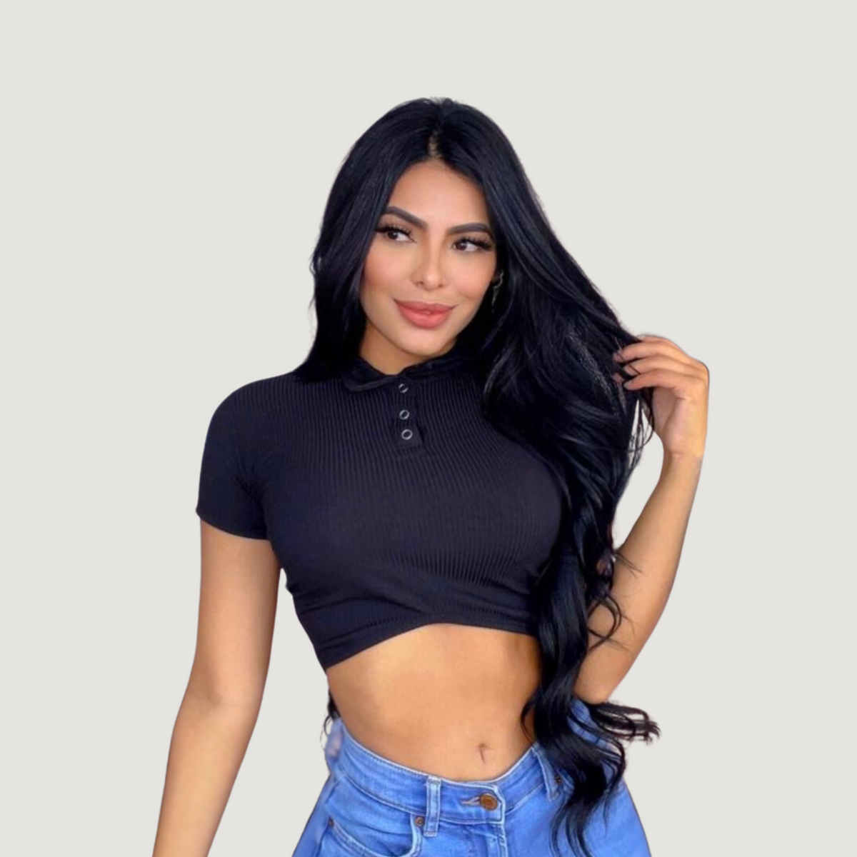 Comfortable Polo Ribbed Top - Saida Fashion 