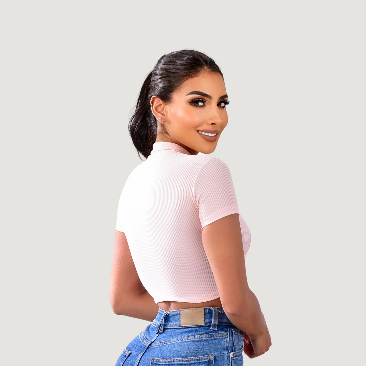 Comfortable Polo Ribbed Top - Saida Fashion 