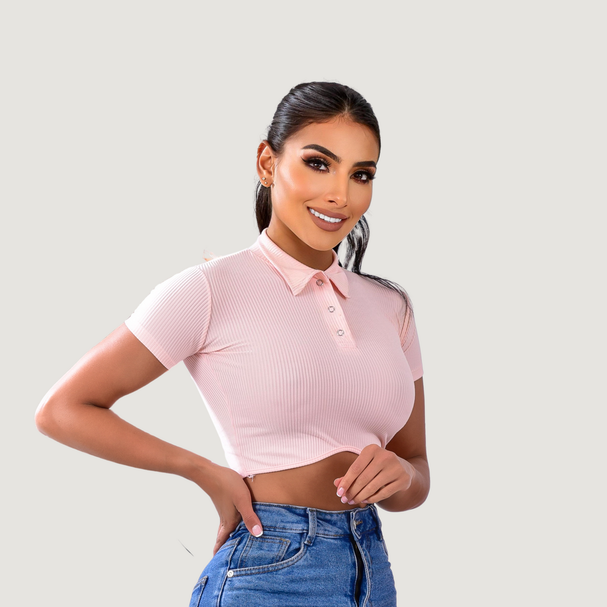 Comfortable Polo Ribbed Top