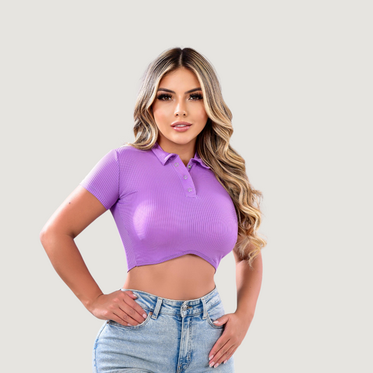Comfortable Polo Ribbed Top
