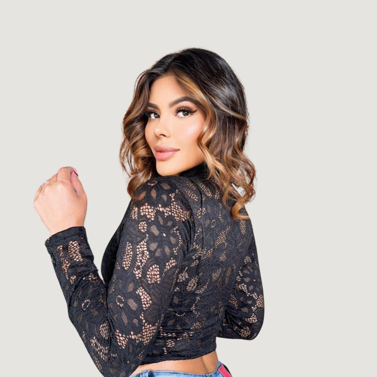 Stretch Lace Top with Sexy Cut-Outs