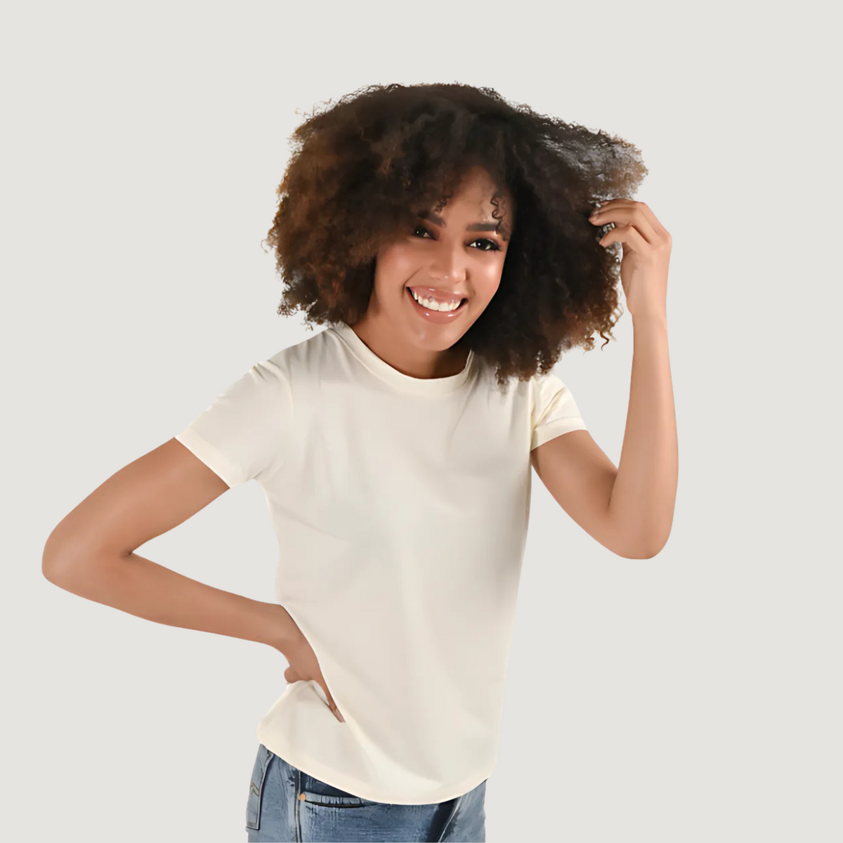 Camiseta de algodón elástico y de corte relajado