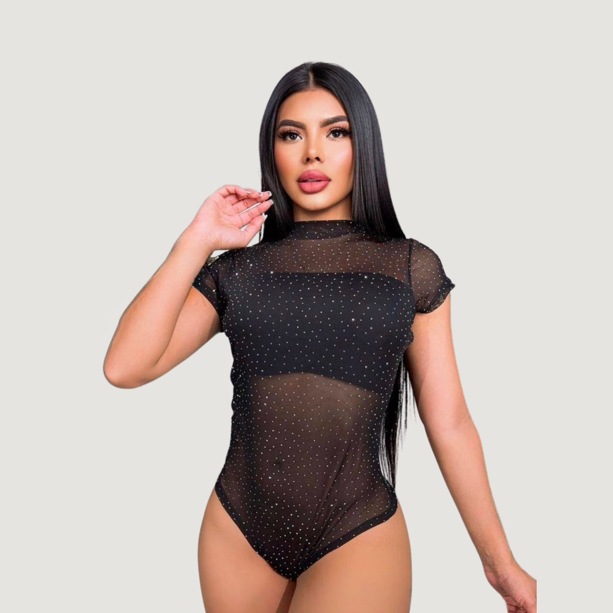 Sparkly Rhinestone Mesh Bodysuit
