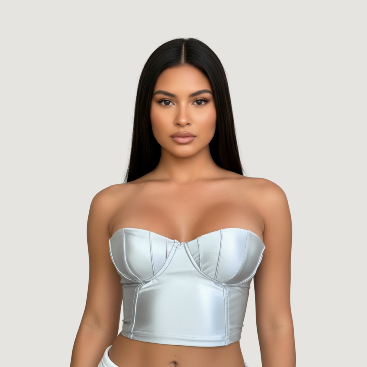Corset Top with Glossy Spandex Fabric..