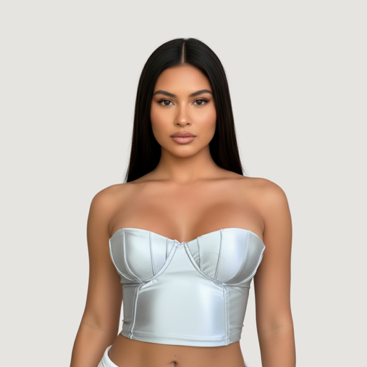 Corset Top with Glossy Spandex Fabric..