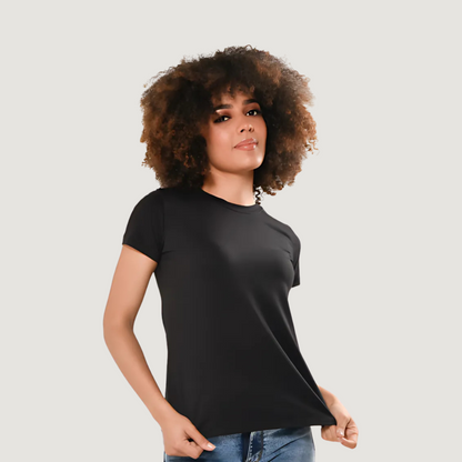 Camiseta de algodón elástico y de corte relajado