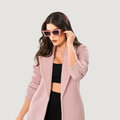 Wool Blend Maxi Trench Coat - Open Front Duster with Pockets