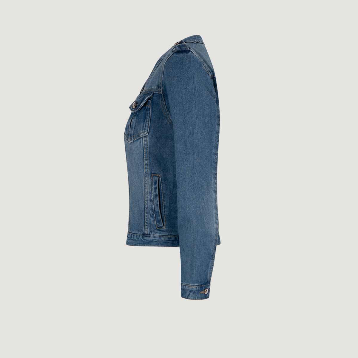 Denim Jackets with Collarless Neckline
