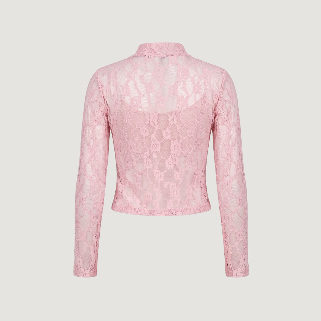 Sheer Lace Mock Neck Top