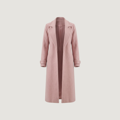 Wool Blend Maxi Trench Coat - Open Front Duster with Pockets