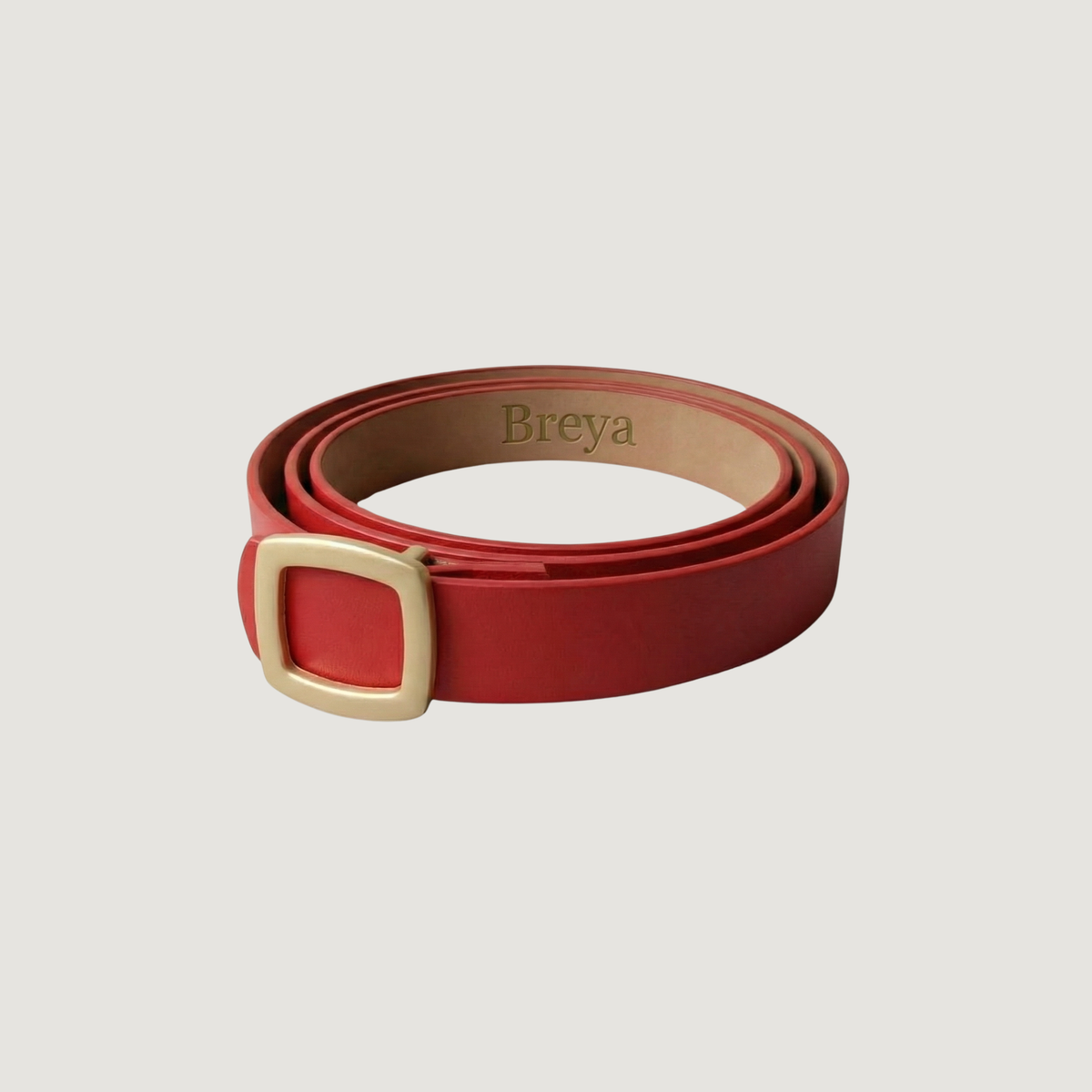 Red Belt with Matte Gold Buckle