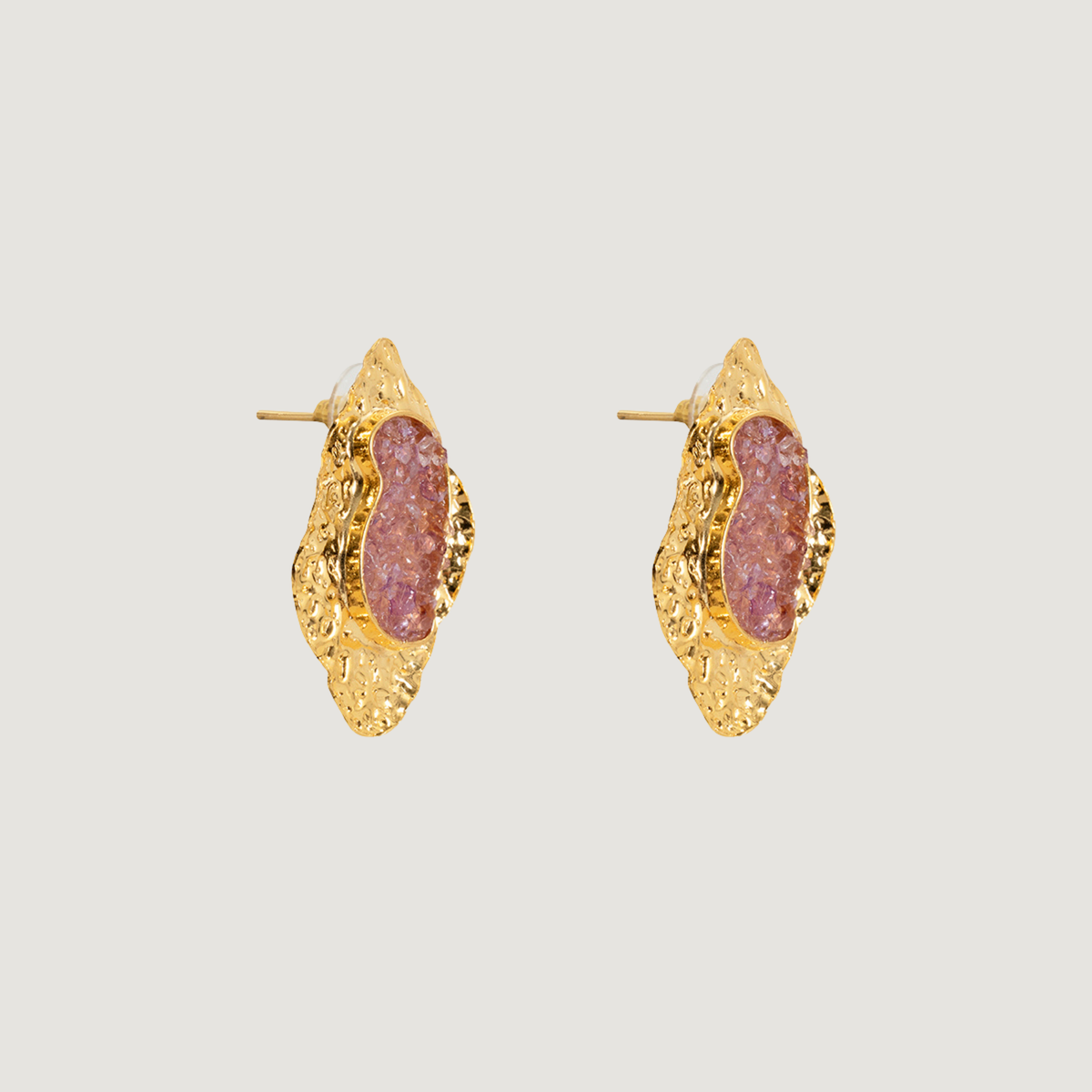 Bold Pink Druzy  Earrings